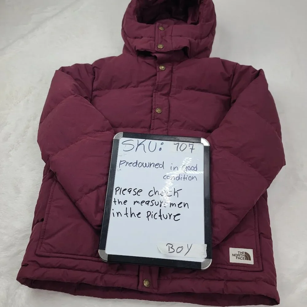 The North Face Boy's Burgundy Sierra 600 Goose Down Hooded‎ Puffer Jacket Size L